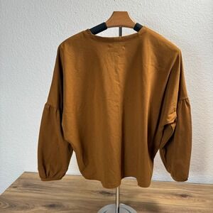 Madewell Crepe Drop Shoulder Bubble Sleeve Tee  Brown Cotton Blend S Oversized